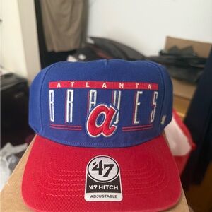 Atlanta Braves ‘47 Hitch Blue Red Double Header Baseline Adjustable Snapback Hat